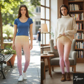 パステルオンブレ垂直ストライプ グラデーション テクスチャ レギンス