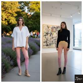 パステルオンブレ垂直ストライプ グラデーション テクスチャ レギンス