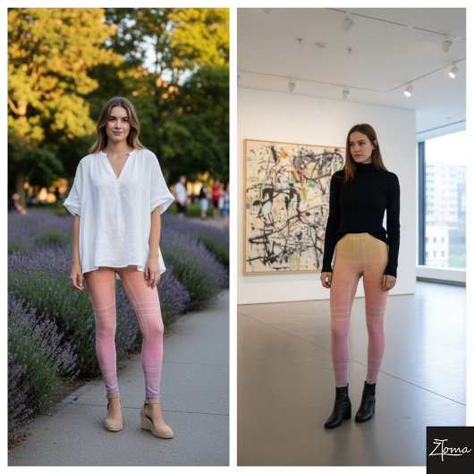 パステルオンブレ垂直ストライプ グラデーション テクスチャ レギンス