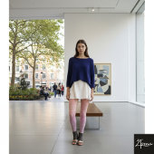 パステルオンブレ垂直ストライプ グラデーション テクスチャ レギンス