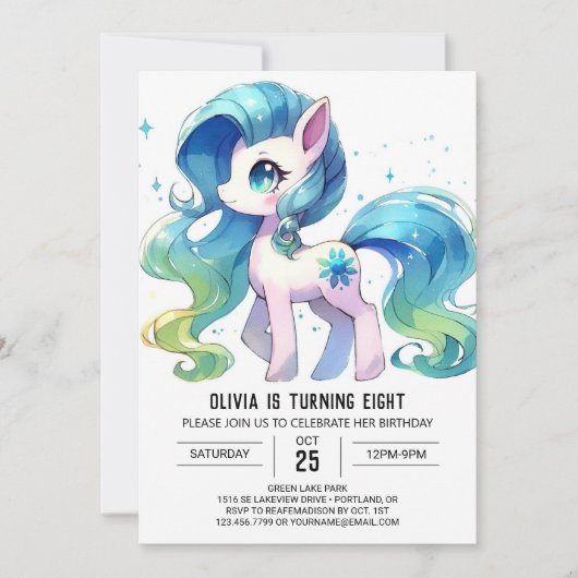 パステルオンラインホース誕生日 招待状 (正面)