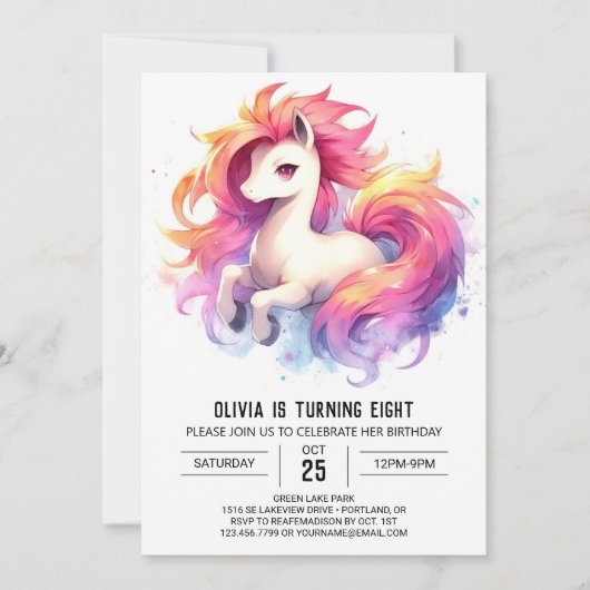 パステルオンライン馬の誕生日 招待状 (正面)