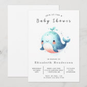 パステルオンライン鯨ベビーシャワー 招待状 (正面/裏面)