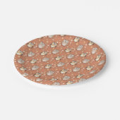 パステルオータムフクロウパターンオレンジ ペーパープレート (アングル)