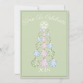 パステルオーナメント抽象芸術クリスマスツリーパーティー 招待状 (正面)