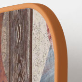 パステルオールドウッドレッドリーフパターン ピックルボールラケット (左詳細)