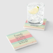 パステルカウトフレンドレフレンドフレンドフレンド引用文ストライプ ストーンコースター (横)