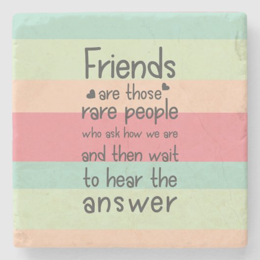 パステルカウトフレンドレフレンドフレンドフレンド引用文ストライプ ストーンコースター (正面)