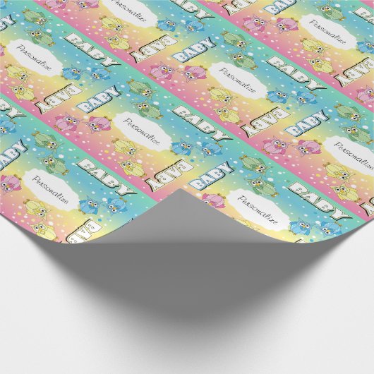 パステルカウトベビー水玉模様🦉オウルズ ラッピングペーパー (角)