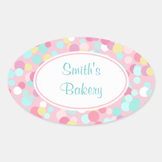 パステルカスタマイズドット楕円ステッカー 楕円形シール (正面)