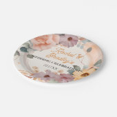 パステルカスタマイズフローラの結婚かわいいバラグリーンリー ペーパープレート (アングル)