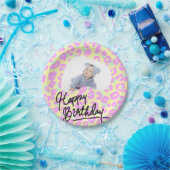 パステルカスタマイズレオパードプリントハッピーバースデー ペーパープレート (パーティー)