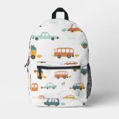 パステルカスタムの車の名前ボーイズのバックパック プリントバックパック (正面)