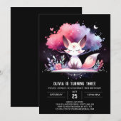 パステルカスタムキツネ誕生日デジタル 招待状 (正面/裏面)