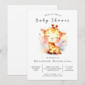 パステルカスタムジラフェベビーシャワー 招待状 (正面/裏面)