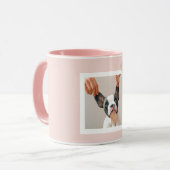パステルカスタムピンクフレーム付きドッグフォトマグカップ | かわいい マグカップ (正面左)