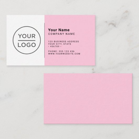 パステルカスタムピンクモダンミニマル任意の色 名刺 (正面/裏面)