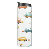 パステルカスタムブルーとオレンジの車名 タンブラー (回転右)