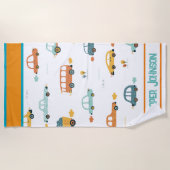 パステルカスタムブルーとオレンジ ビーチタオル (正面)