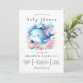 パステルカスタムホエールベビーシャワー 招待状 (スタンド正面)