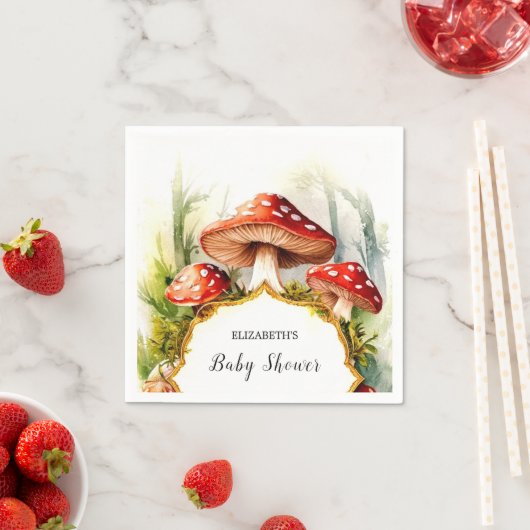 パステルカスタムマッシュルームベイビーシャワー スタンダードカクテルナプキン (インサイチュ)
