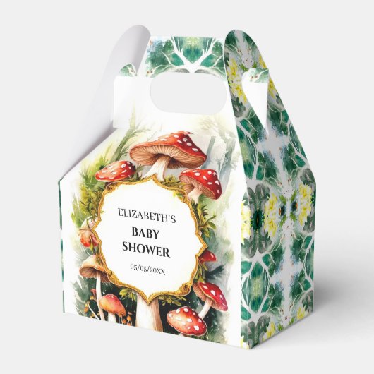 パステルカスタムマッシュルームベイビーシャワー フェイバーボックス (正面サイド)