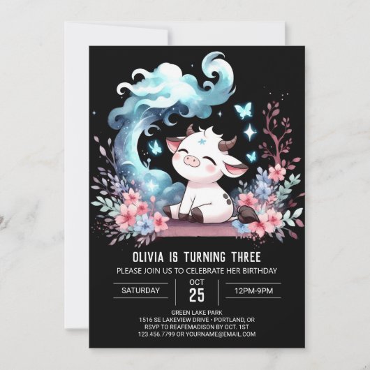 パステルカスタム誕生日 招待状 (正面)