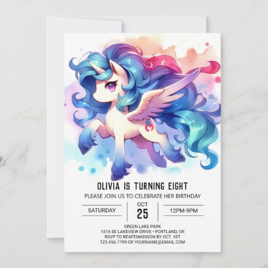 パステルカスタム誕生日 招待状 (正面)