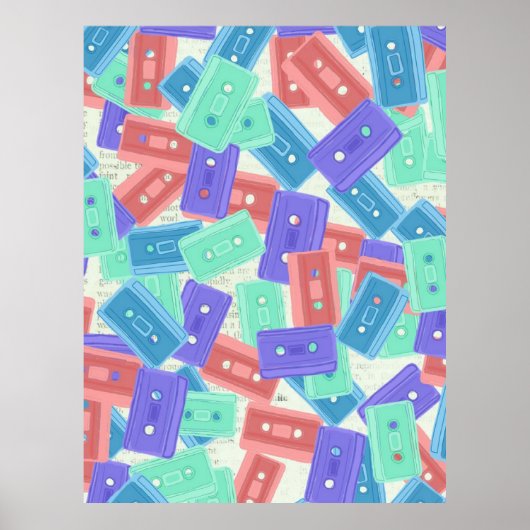 パステルカセットテープ – 90年代の美音楽 ポスター (正面)