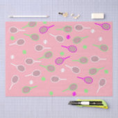 パステルカッコいいピンクレトロテニスラケットパターン 薄葉紙 (クラフト)