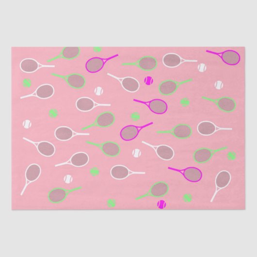 パステルカッコいいピンクレトロテニスラケットパターン 薄葉紙 (正面)