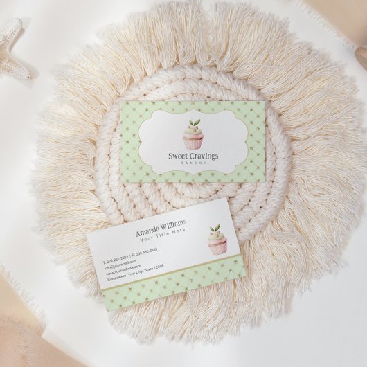 パステルカップケーキスイートトリートベーカリーウォーターカラー 名刺