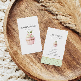 パステルカップケーキスイートトリートベーカリーウォーターカラー 名刺