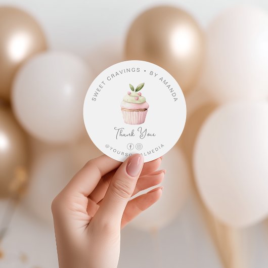 パステルカップケーキベーカリースイーツサンキュー ラウンドシール