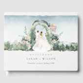 パステルカップルフローラガーデンアーチボタニカル結婚ズ ゲストブック (正面)