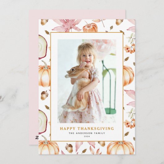 パステルカボチャとリンゴ感謝記念撮影 シーズンカード (正面/裏面)