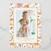 パステルカボチャとリンゴ感謝記念撮影 箔シーズンカード (正面)