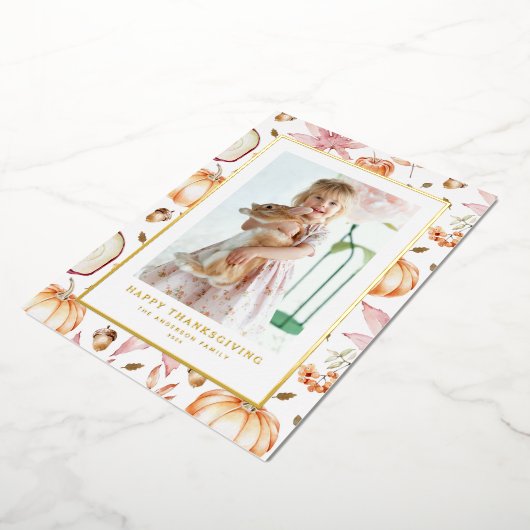パステルカボチャとリンゴ感謝記念撮影 箔シーズンカード (回転した状態)