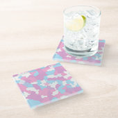 パステルカモフラージュ抽象芸術アートパターン ガラスコースター (アングル)