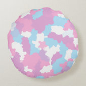 パステルカモフラージュ抽象芸術アートパターン ラウンドクッション (裏面)