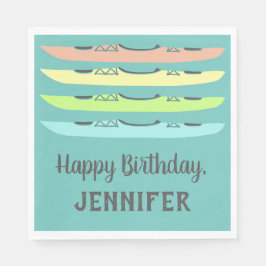 パステルカヤックオンティール（緑がかった色）カヤックをテーマにしたパーティー スタンダードランチョンナプキン