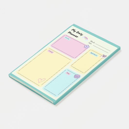 パステルカラフルかわいいカワイデイリープランナー ポストイット (アングル)