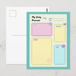 パステルカラフルかわいいカワイデイリープランナー ポストカード