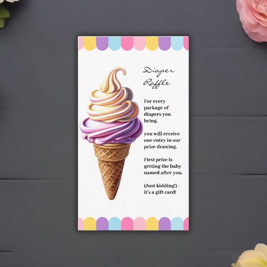 パステルカラフルアイスクリームサンデベビーシャワー エンクロージャーカード