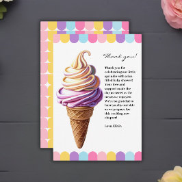 パステルカラフルアイスクリームサンデベビーシャワー サンキューカード