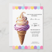 パステルカラフルアイスクリームサンデベビーシャワー 招待状 (正面)