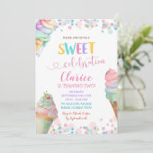 パステルカラフルアイスクリームスウィート誕生日 招待状 (スタンド正面)