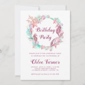 パステルカラフルアンダーザシーガール誕生日 招待状 (正面)