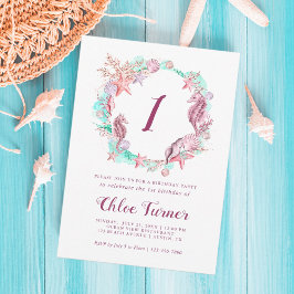 パステルカラフルアンダーザシーファースト誕生日 招待状