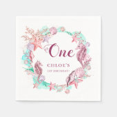 パステルカラフルアンダーザシー誕生日 スタンダードカクテルナプキン (正面)